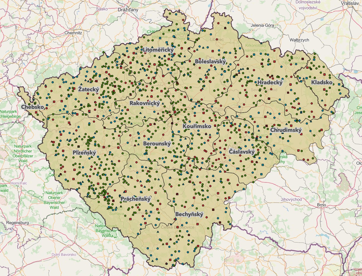 Vstup do interaktivní mapové aplikace; na technickém provedení spolupracoval Ing. František Mužík (FSv ČVUT)